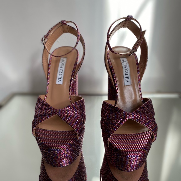 Like new AQUAZZURA Sundance Plateau Woven Platform Sandals 35.5 $895 - Picture 10 of 14